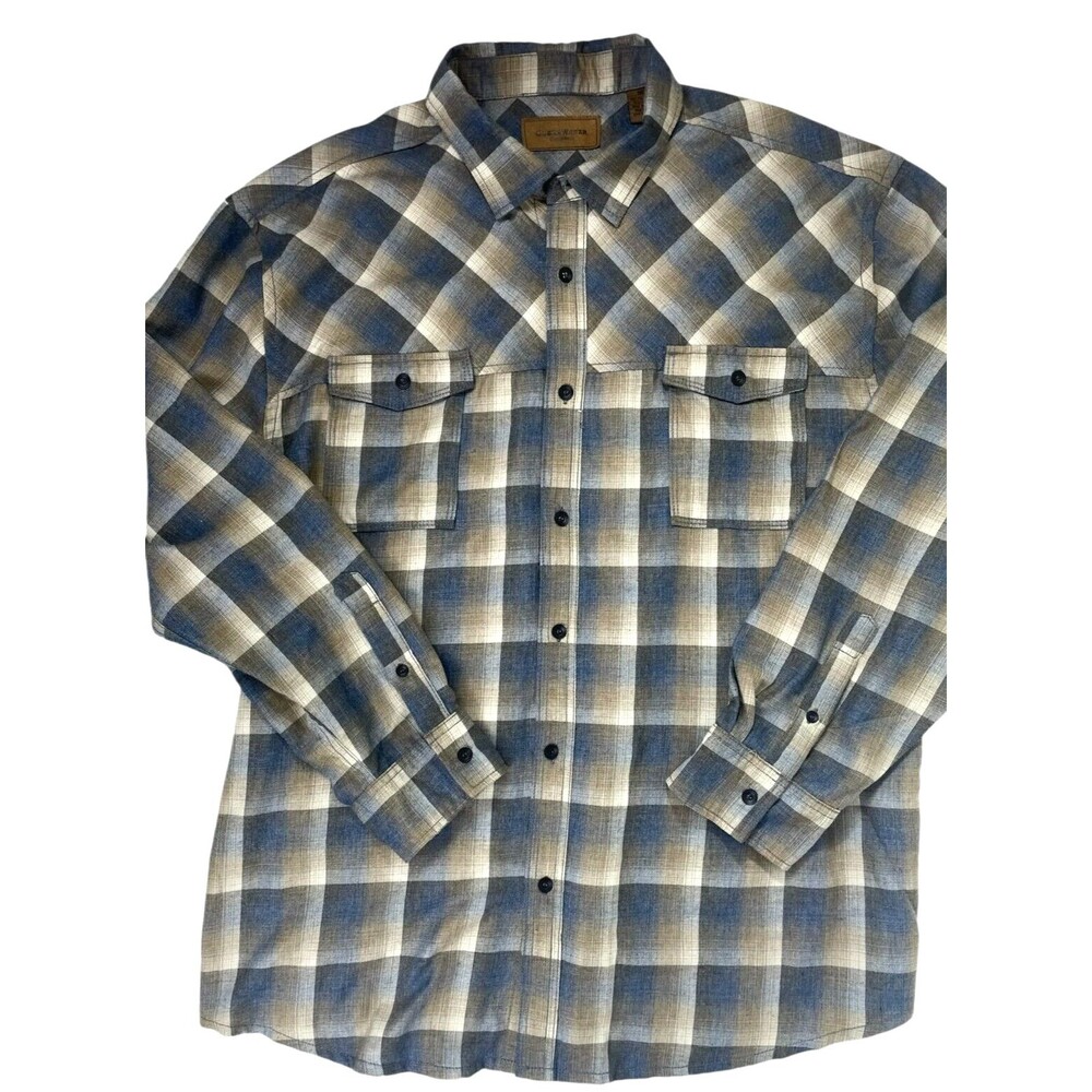 Clearwater Outfitters Plaid Double Pocket Utility Work Outdoor Soft LS Shirt 2XL
